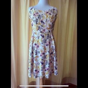 Floral Print Adjustable Strap Fit and Flare Dress